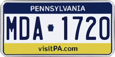 PA license plate MDA1720