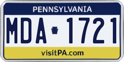 PA license plate MDA1721