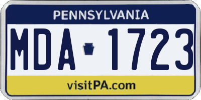 PA license plate MDA1723