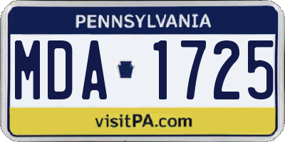 PA license plate MDA1725
