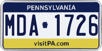 PA license plate MDA1726