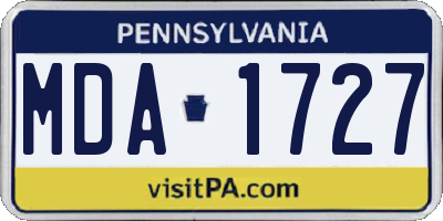 PA license plate MDA1727