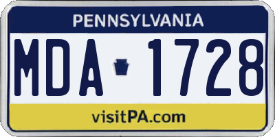 PA license plate MDA1728