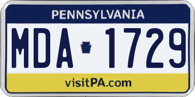 PA license plate MDA1729