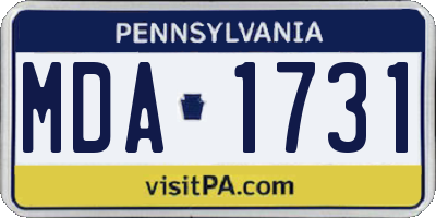 PA license plate MDA1731