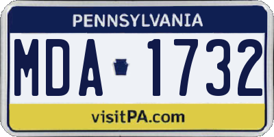PA license plate MDA1732