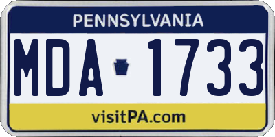 PA license plate MDA1733