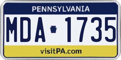PA license plate MDA1735