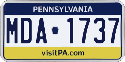 PA license plate MDA1737