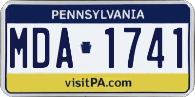 PA license plate MDA1741