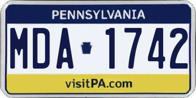 PA license plate MDA1742