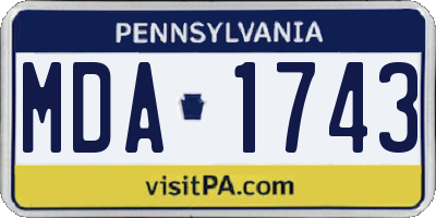 PA license plate MDA1743