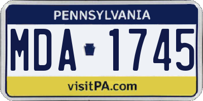 PA license plate MDA1745