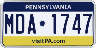 PA license plate MDA1747