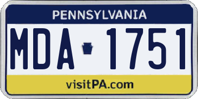 PA license plate MDA1751