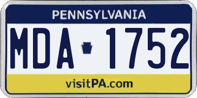 PA license plate MDA1752