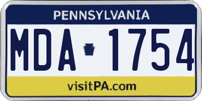 PA license plate MDA1754