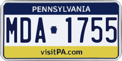PA license plate MDA1755