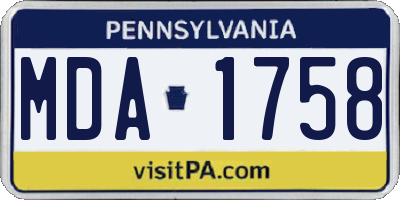 PA license plate MDA1758