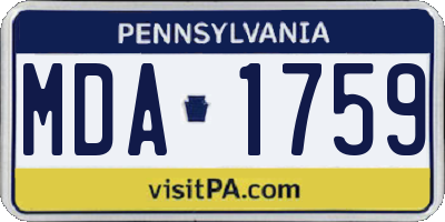 PA license plate MDA1759