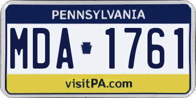 PA license plate MDA1761