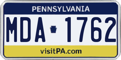 PA license plate MDA1762