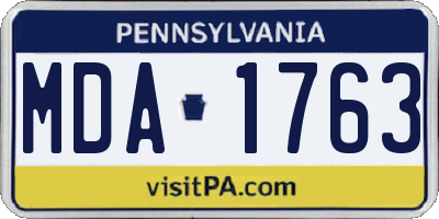 PA license plate MDA1763
