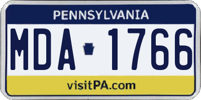 PA license plate MDA1766