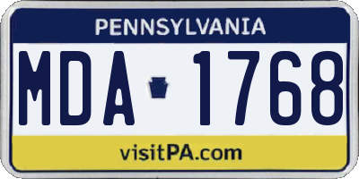 PA license plate MDA1768