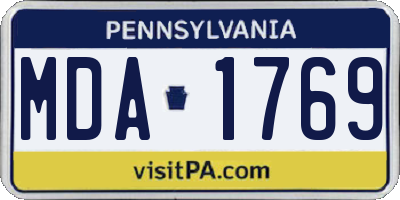 PA license plate MDA1769