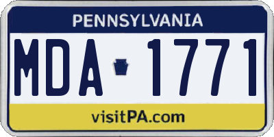 PA license plate MDA1771