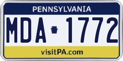 PA license plate MDA1772