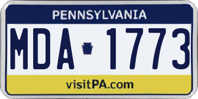 PA license plate MDA1773