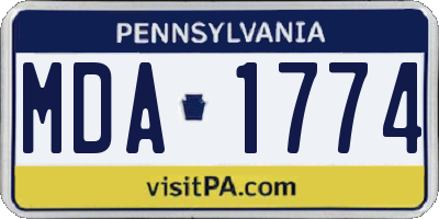 PA license plate MDA1774