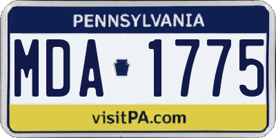 PA license plate MDA1775