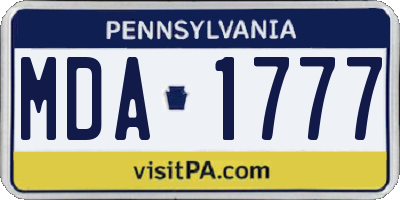 PA license plate MDA1777