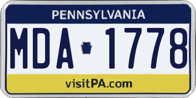 PA license plate MDA1778