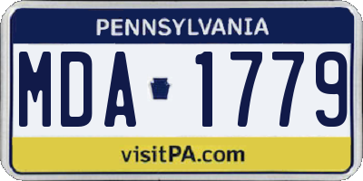 PA license plate MDA1779
