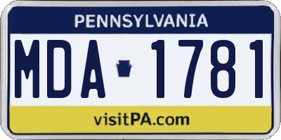 PA license plate MDA1781