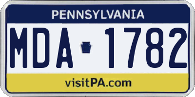 PA license plate MDA1782