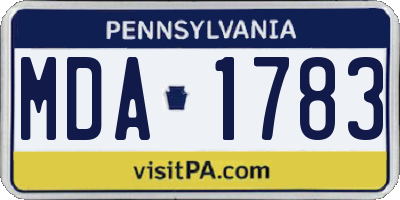 PA license plate MDA1783
