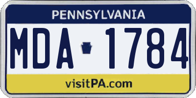 PA license plate MDA1784