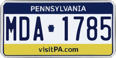 PA license plate MDA1785