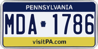 PA license plate MDA1786