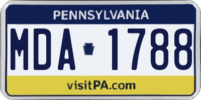PA license plate MDA1788