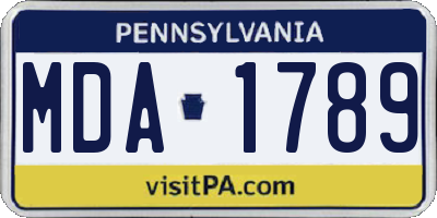 PA license plate MDA1789