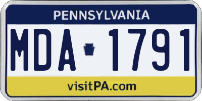 PA license plate MDA1791
