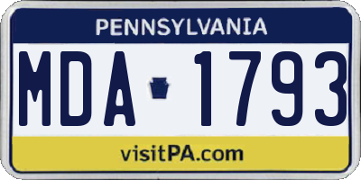 PA license plate MDA1793