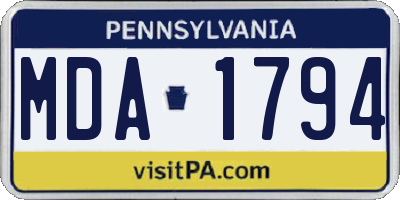 PA license plate MDA1794