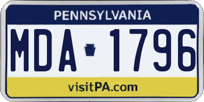 PA license plate MDA1796